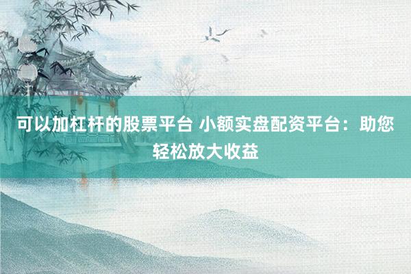 可以加杠杆的股票平台 小额实盘配资平台：助您轻松放大收益
